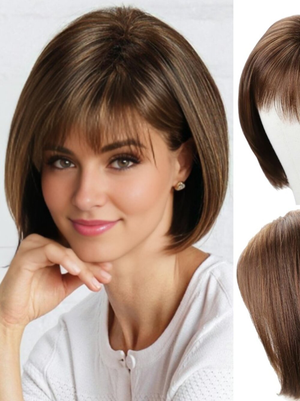 New RENERSHOW Short Brown Bob, Mixed Blonde Synthetic Wig